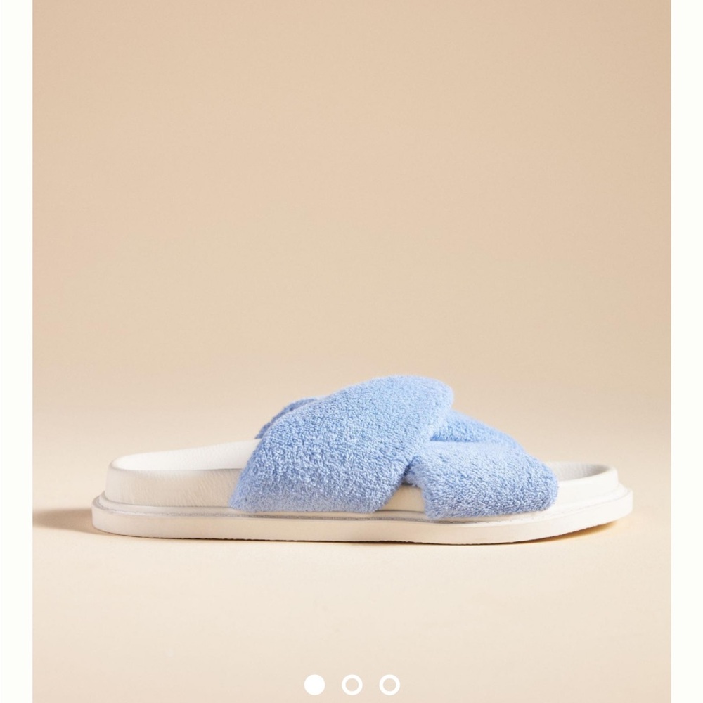 Maeve- Terri Cloth Beach/Pool Slides, Blue/White, Size 8, NWT - Picture 3 of 5